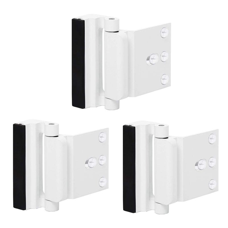 TOYFUL 3 Pack Door Reinforcement Locks with 12 Screws, Home Security Door Lock Stop for Toddler, Childproof Door Lock Night Lock Withstand 800 Lbs White - Image 1